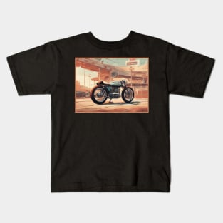 Vintage Cafe racer 50s vibe motorcycle Kids T-Shirt